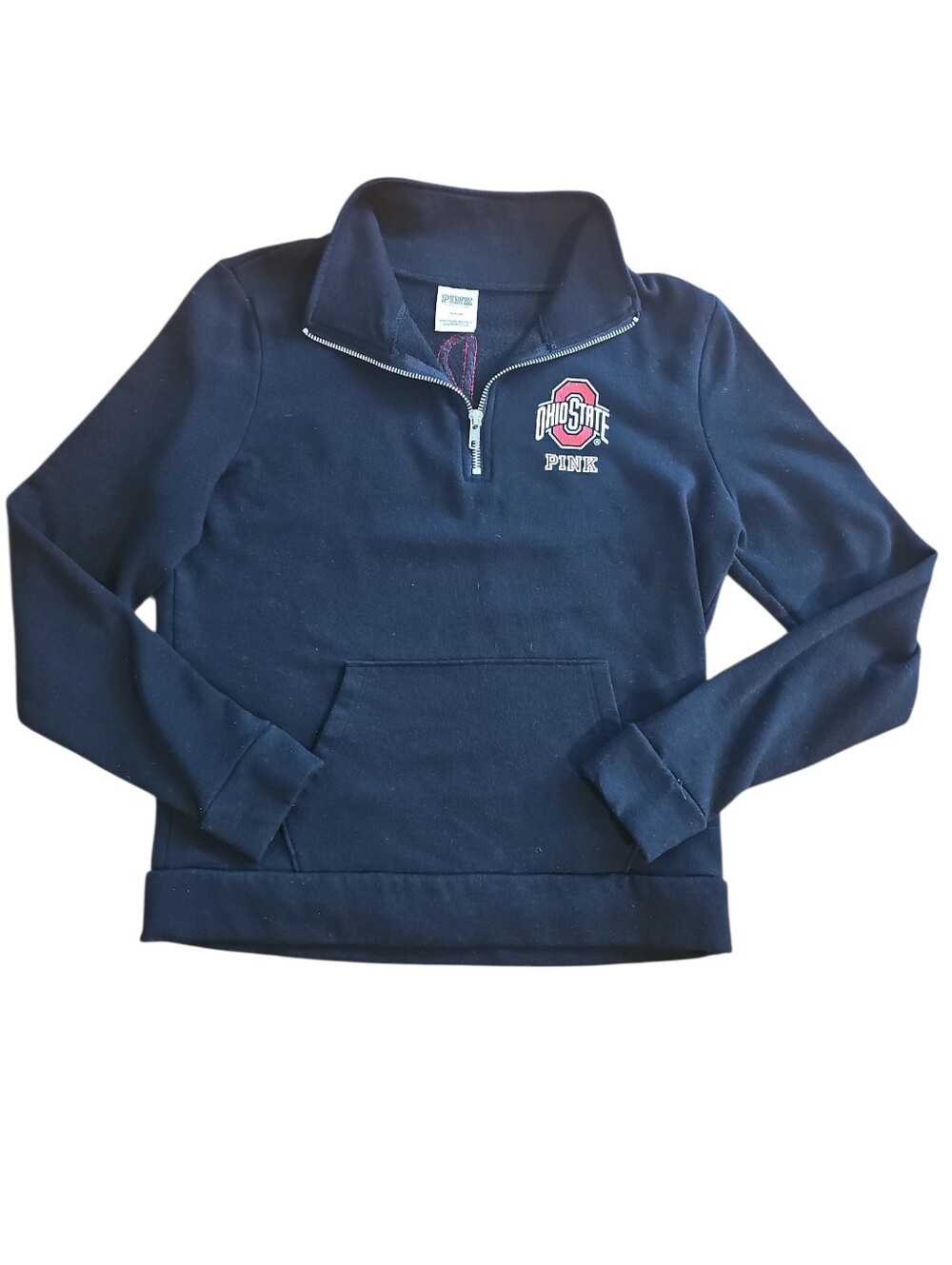 VS PINK Ohio State University Bling Quarter Zip Cropped Pullover Sweatshirt